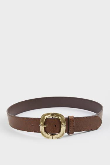 حزام جلد صناعي بمشبك كبير