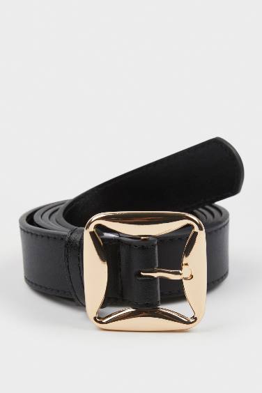 Ceinture en simili cuir avec boucle carrée pour femme