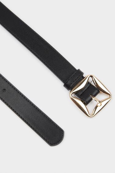 Ceinture en simili cuir avec boucle carrée pour femme