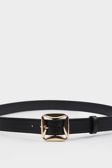 Ceinture en simili cuir avec boucle carrée pour femme
