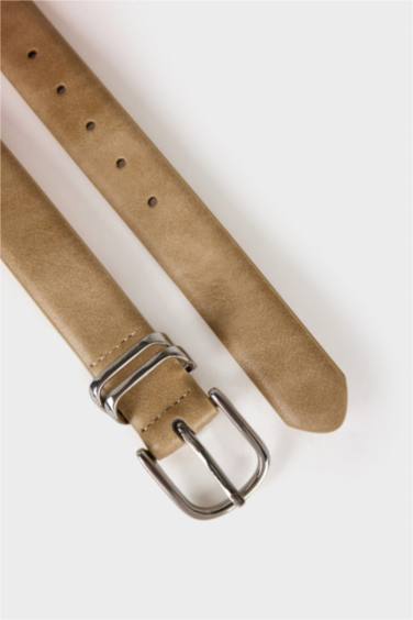 حزام جلد صناعي بمشبك بيضاوي