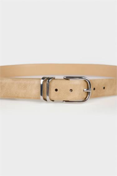 حزام جلد صناعي بمشبك بيضاوي