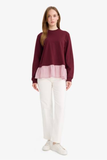 Regular Fit Thin Sweatshirt Fabric Crew Neck Sweat Tunic