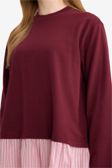 Regular Fit Thin Sweatshirt Fabric Crew Neck Sweat Tunic