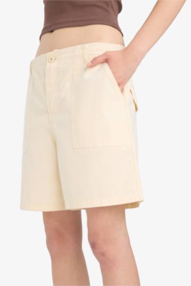 %100 Pamuk Normal Bel Gabardin Şort - Görsel 5