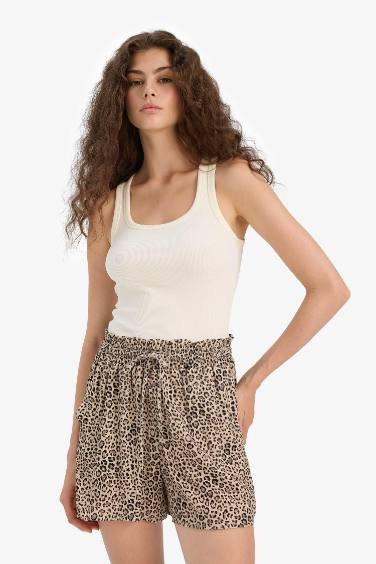 Шорты с Леопардовым Узором и Застежкой-На-Поясе