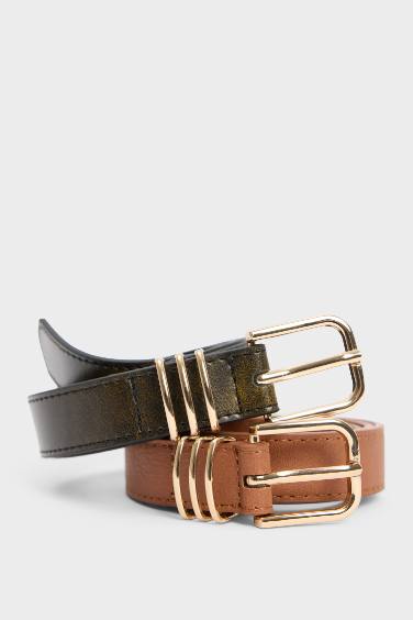 Woman 2 piece Faux Leather Belt
