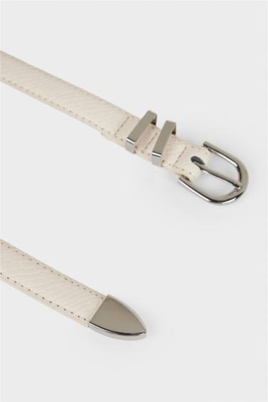 Kadın Oval Toka Suni Deri 2'li Günlük Kemer