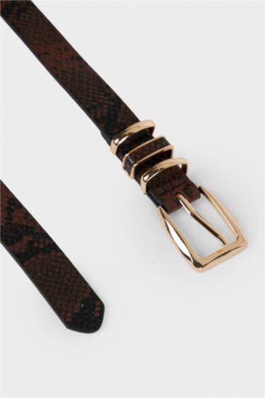 Kadın Yılan Derisi Desenli Suni Deri Günlük Kemer