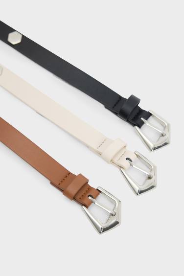 حزام جلد صناعي من 3 قطع