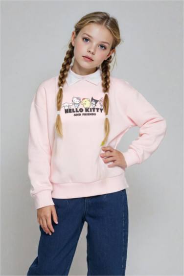 Girl Hello Kitty Oversize Fit Polo Neck Sweatshirt