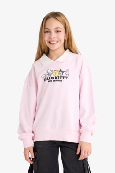 Girl Hello Kitty Oversize Fit Polo Neck Sweatshirt