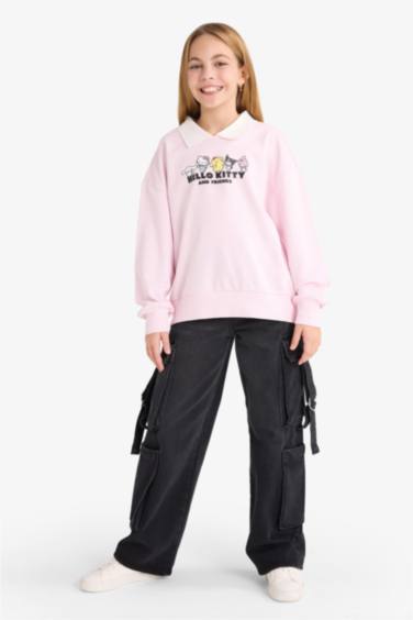 Girl Hello Kitty Oversize Fit Polo Neck Sweatshirt