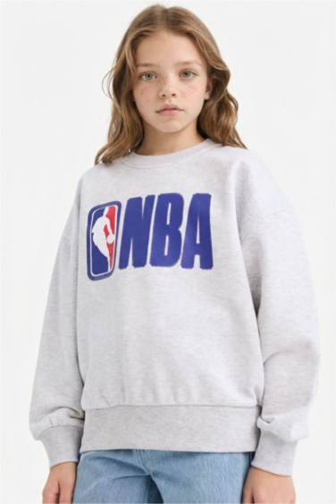 NBA Oversize Geniş Kalıp Bisiklet Yaka Sweatshirt Kız Çocuk