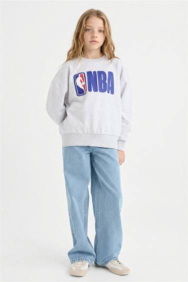 NBA Oversize Geniş Kalıp Bisiklet Yaka Sweatshirt Kız Çocuk