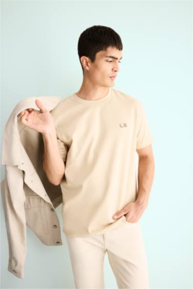 Regular Fit Bisiklet Yaka Baskılı Kısa Kollu Tişört