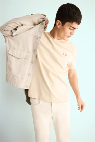 Regular Fit Bisiklet Yaka Baskılı Kısa Kollu Tişört