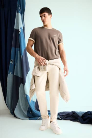 Regular Fit Bisiklet Yaka Baskılı Kısa Kollu Tişört