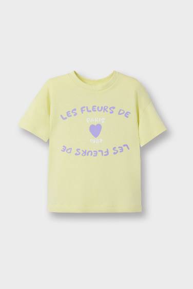 Girl Crew Neck Printed Short Sleeve T-Shirt