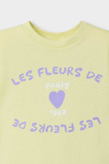 Girl Crew Neck Printed Short Sleeve T-Shirt