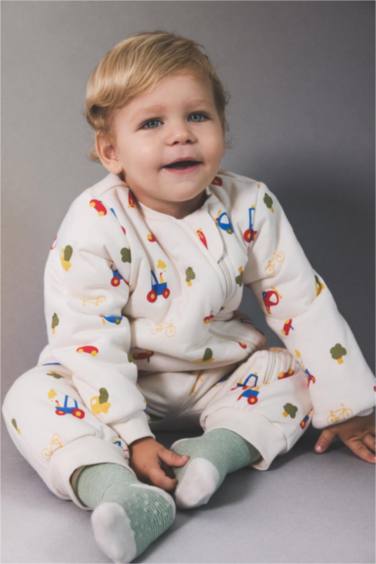 Combinaison en coton peigné imprimée véhicules à manches longues 1,6 TOG pour bébé garçon