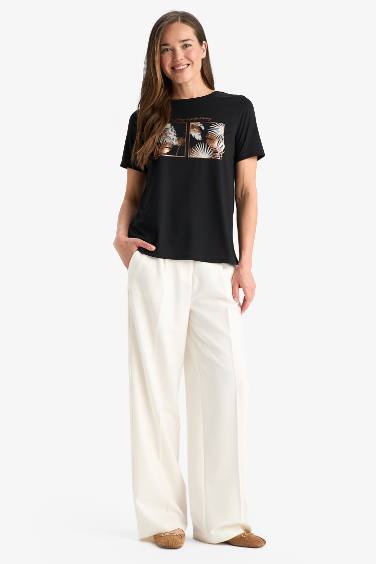 Crew Neck Floral Short Sleeve T-Shirt