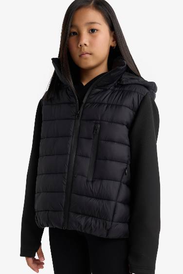Girl Hooded Zipper Puffer Jacket