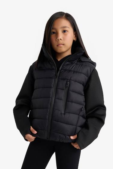Girl Hooded Zipper Puffer Jacket
