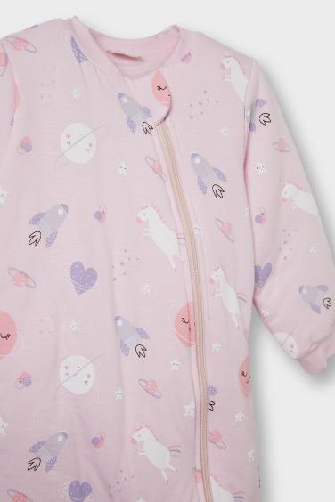 Kız Bebek 1,6 Tog Elyaf Desenli Fermuarlı Uzun Kollu Tulum