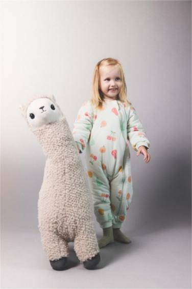 Baby Girl 2.5 Tog Fiber Printed Cotton Zippered Jumpsuit