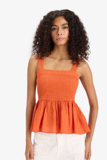 Толстая блузка с широкими лямками из вискозы в стиле кринкл