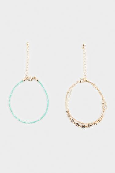 Женский браслет золотого и синего цветов, комплект из 2