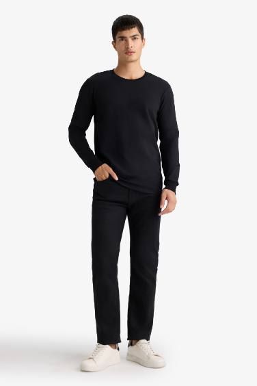 Slim Fit Dar Kesim Bisiklet Yaka Uzun Kollu Tişört