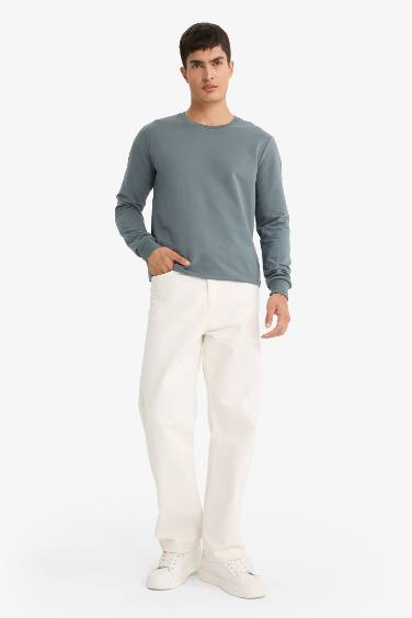 Slim Fit Dar Kesim Bisiklet Yaka Uzun Kollu Tişört