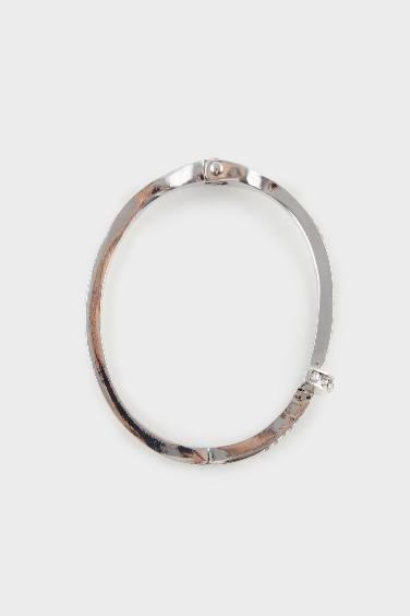 Woman Silver Stone Cuff Bracelet
