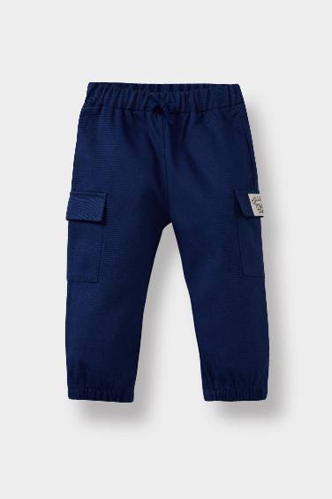 بنطلون كارجو اولادي جبردين بخصر مطاطي بجيب