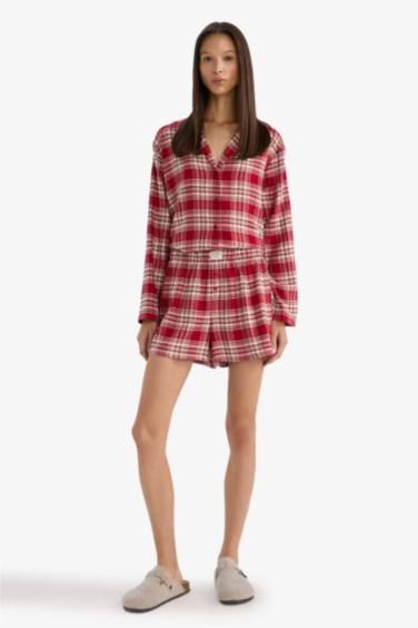 Regular Fit Flanel Kareli Şort Pijama Altı-Fall in Love