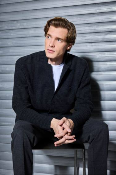 Standard Fit Jacket Collar Knitwear Cardigan