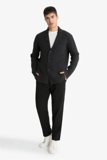 Standard Fit Jacket Collar Knitwear Cardigan