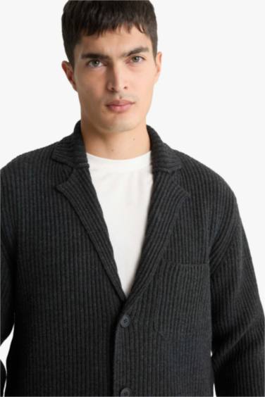Standard Fit Jacket Collar Knitwear Cardigan