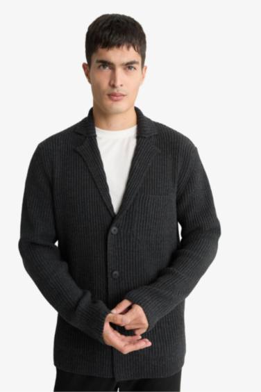 Standard Fit Jacket Collar Knitwear Cardigan
