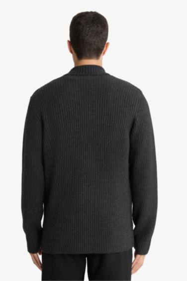 Standard Fit Jacket Collar Knitwear Cardigan