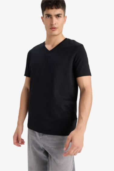 v жаға Қысқа жеңді футболка