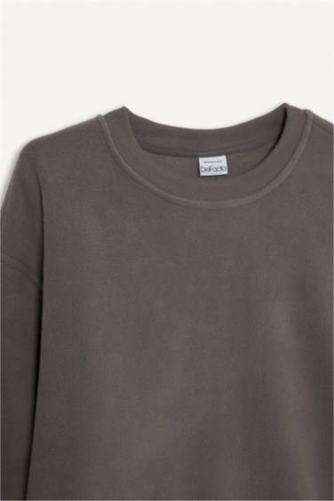 Relax Fit Bisiklet Yaka Polar Sweatshirt