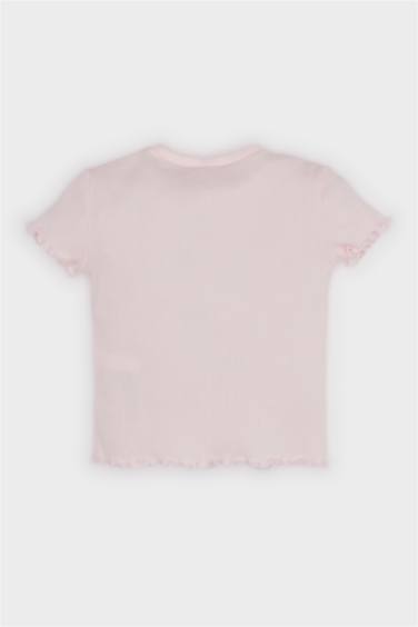 Baby Girl Crew Neck Heart Patterned T-Shirt