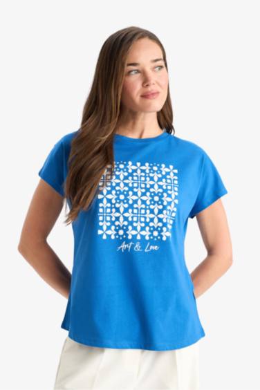 Regular Fit Crew Neck Ethnic Patterned T-Shirt