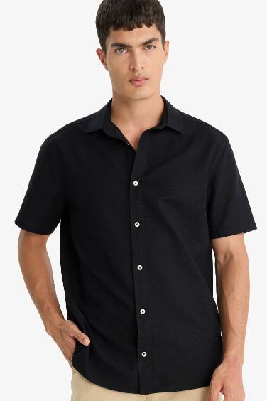 Chemise en coton à manches courtes Coupe régulière