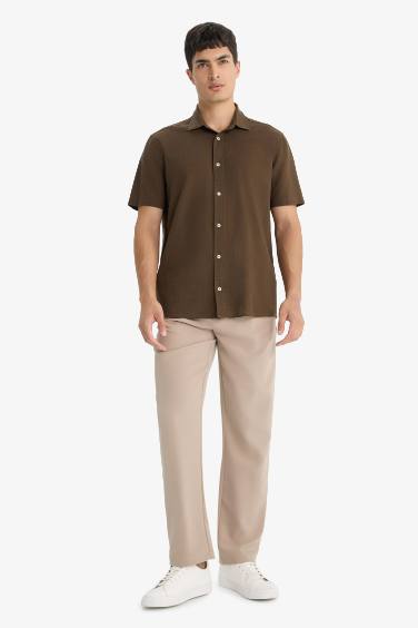 Regular Fit Polo Neck Cotton Short Sleeve Shirt