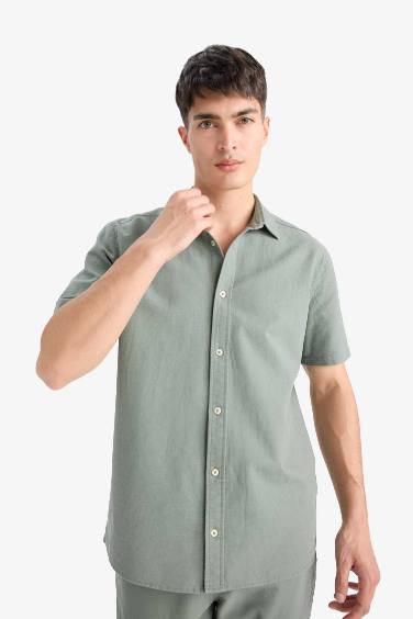 Regular Fit Polo Neck Cotton Short Sleeve Shirt
