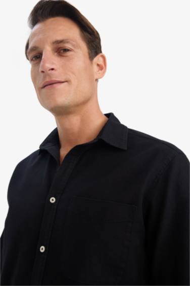 поло жаға мақта Ұзын жеңді көйлек